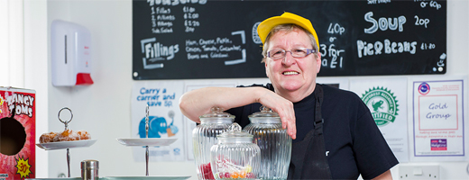 Ellen, behind the counter of the Centrepoint Cafe